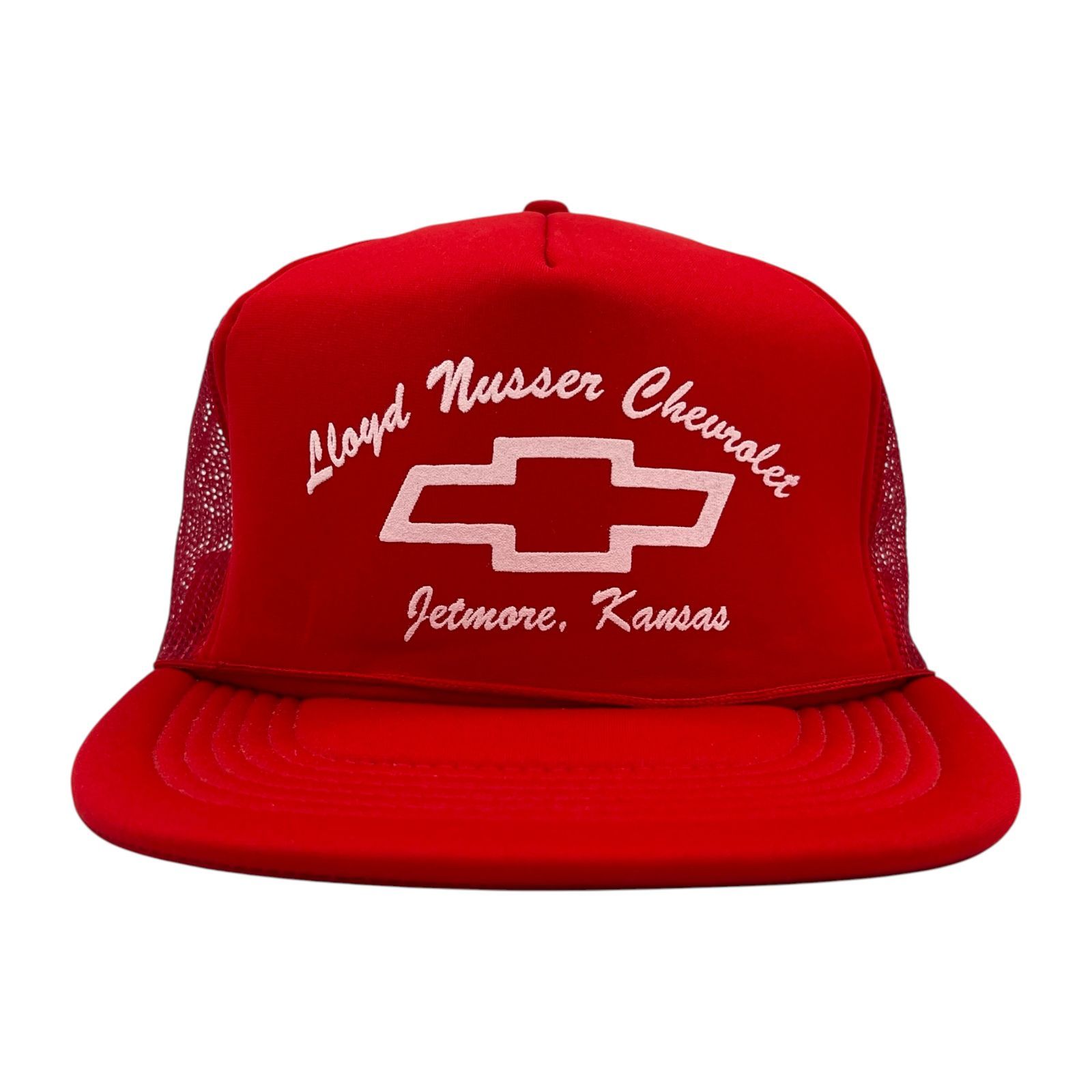 【キャップ/帽子】90s Chevrolet Lloyd Nusser（シボレー）ビンテージ メッシュキャップ レッド 赤 ホワイト 白