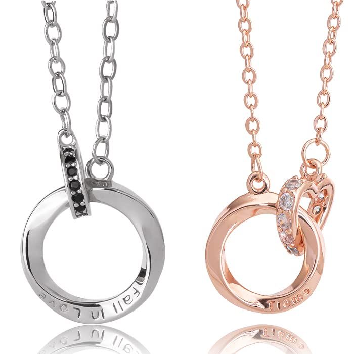 [felicitations] ペアネックレス カップル プレゼント スターリングシルバー ジュエリー ネックレス メンズ レディース 2個セット BR-J066 (MSB&LPW_ハート) [MSB&LPW_ハート]