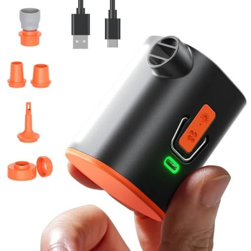 JOYROOM 電動エアーポンプ 携帯式 電動ポンプ 電動空気入れ 4.8kPa 360L/min 3600mAhバッテリー付き エアマットレス、浮き輪や真空バッグ対応の空気入れ・空気抜きに対応 小型 軽量 ノズル6種＆ライト＆収納袋付き 国内発送