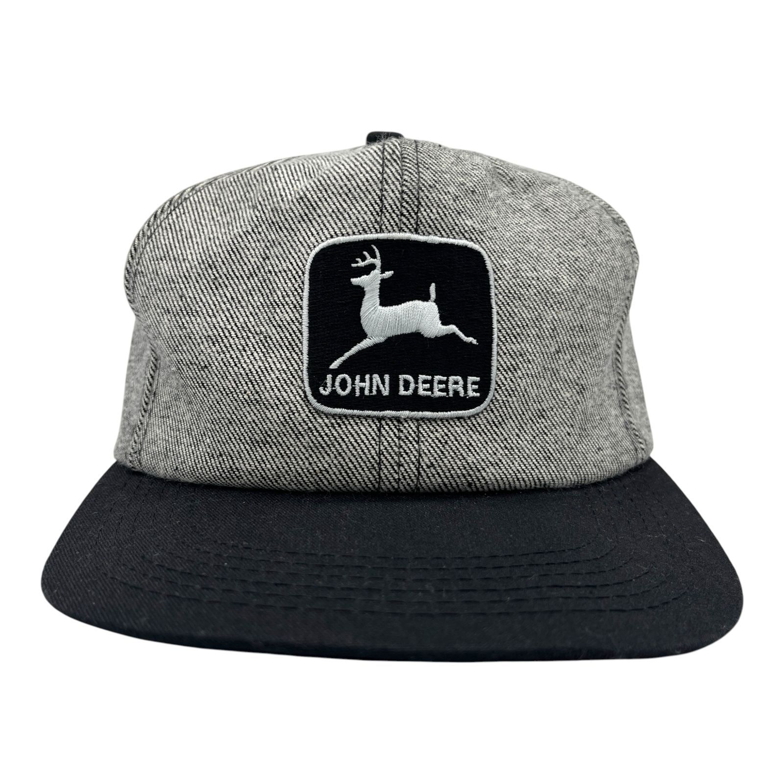 【キャップ/帽子】90s USA製 JOHN DEERE（ジョンディア）ビンテージ トラッカーキャップ ワッペン ブラック 黒 ホワイト 白 K-Product US製 アメリカ製 Made in USA