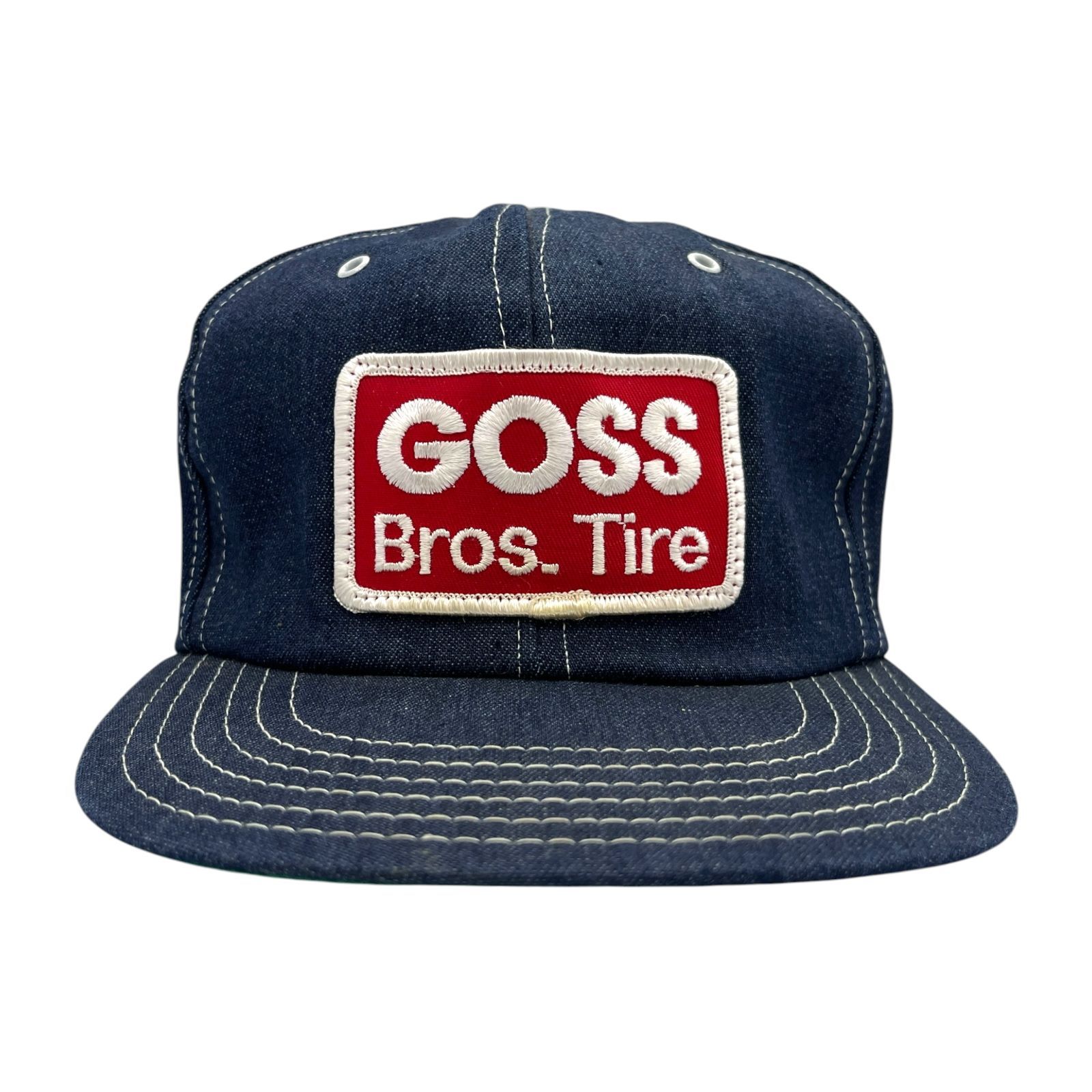 【キャップ/帽子】80s USA製 GOSS Bros. Tire ビンテージ トラッカーキャップ ワッペン デニムキャップ レッド 赤 ホワイト 白 9,856円