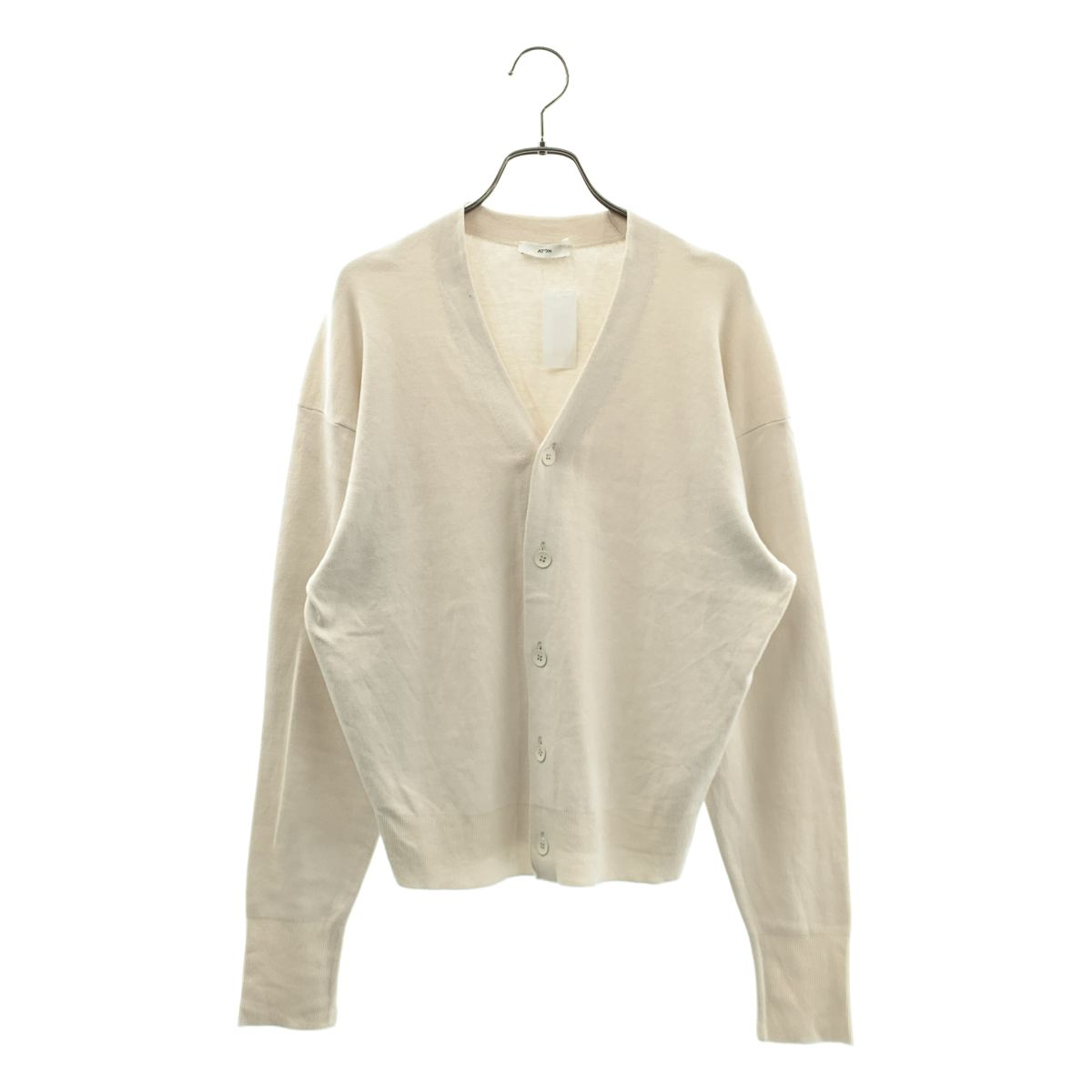 ATON / エイトン | 50/2 NATURAL DYED ORGANIC Vネックカーディガン | 02 | オフホワイト | レディース