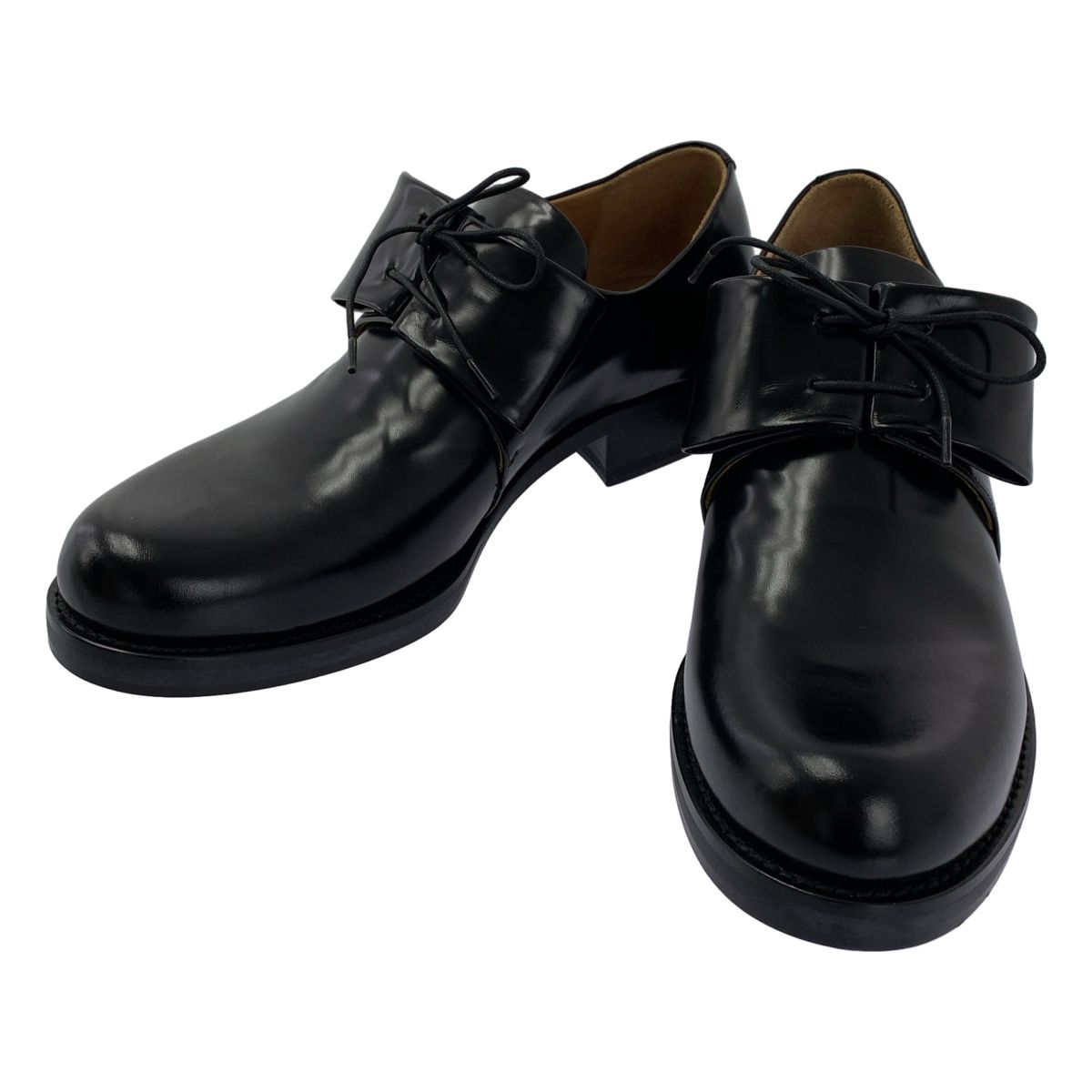 【美品】 JIL SANDER / ジルサンダー | レザー リボン レースアップシューズ | 36 | ブラック | レディース