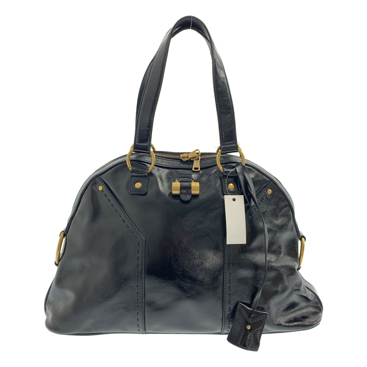 【美品】 YVES SAINT LAURENT rive gauche / イヴサンローランリヴゴーシュ | Muse / ミューズ パテントレザー ハンドバッグ | ブラック | レディース