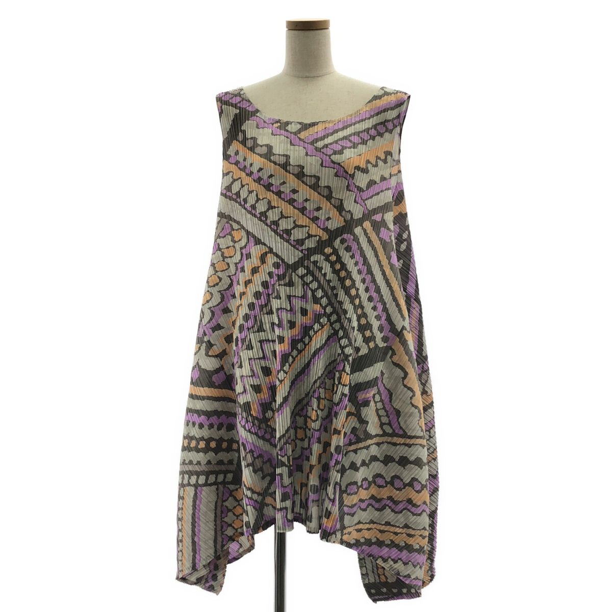 【美品】 PLEATS PLEASE ISSEY MIYAKE / プリーツプリーズイッセイミヤケ | 総柄 変形 オーバーシルエット ドレス ワンピース | 4 | マルチカラー | レディース
