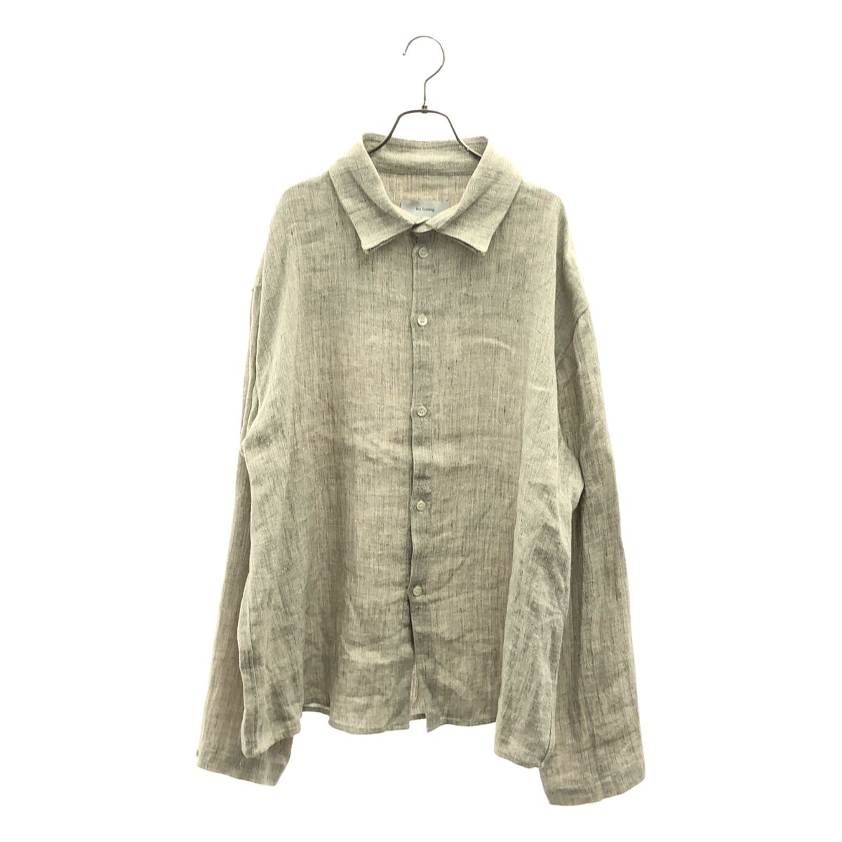 【美品】 LEA BOBERG / リアボバーグ | 2025SS | S.C.shirt silk linen シルク リネン ヘリンボーンシャツ | 3 | sandcorn / グレー | メンズ
