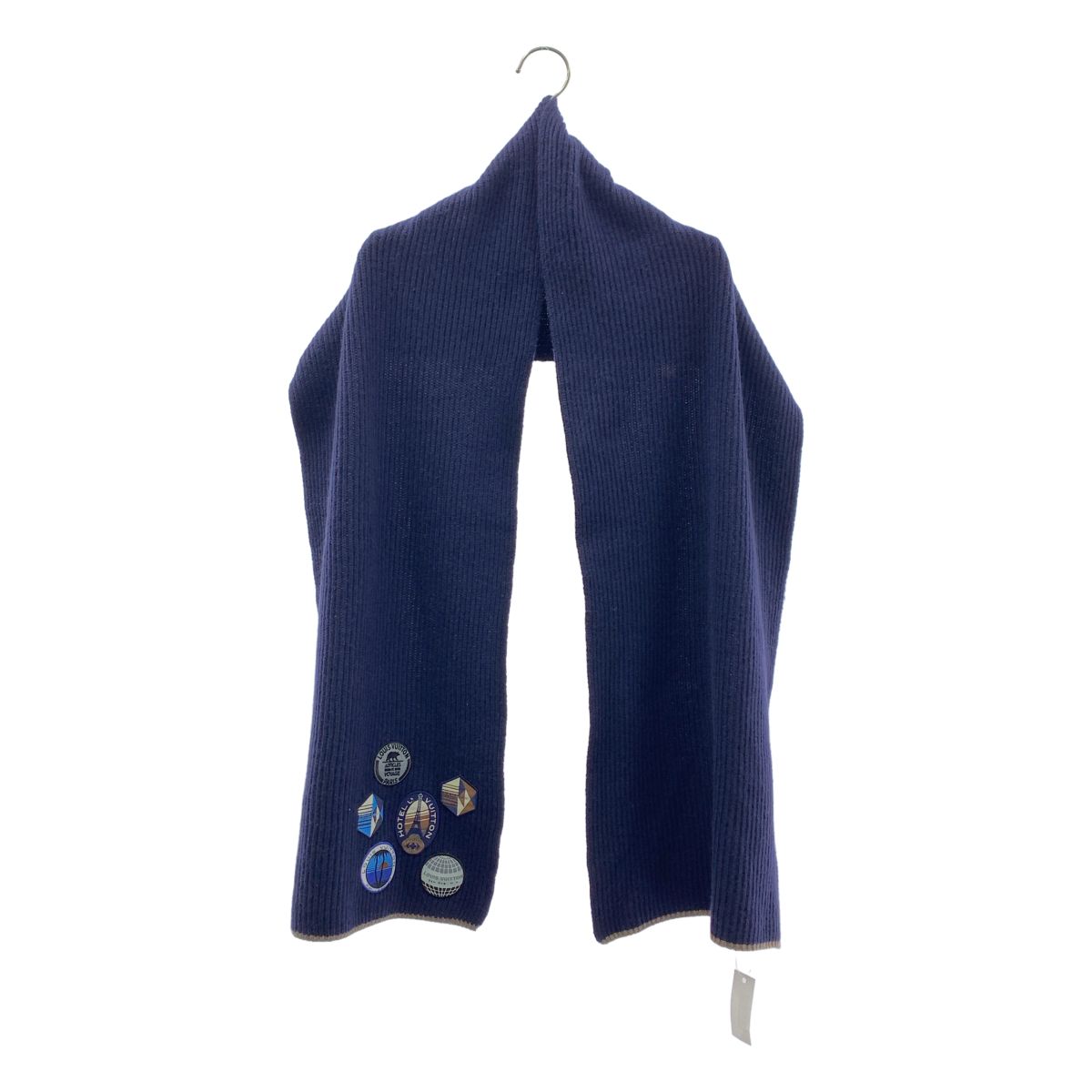 【美品】 Louis Vuitton / ルイヴィトン | cashmere 100％ / カシミヤ ワッペン ストール マフラー | ネイビー | レディース