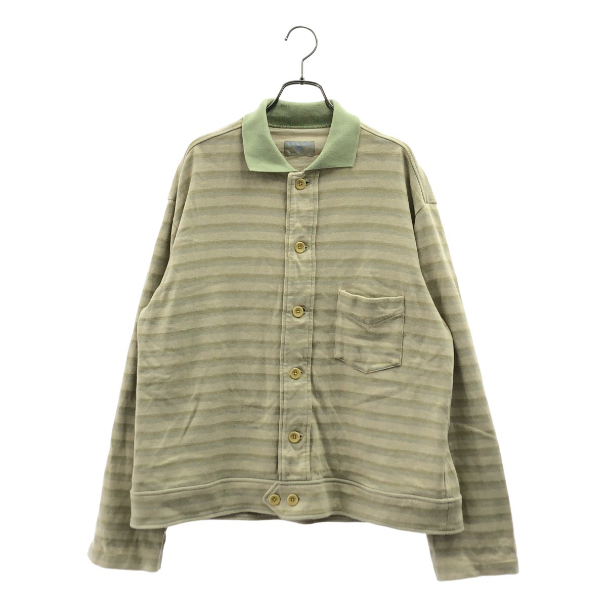 HOMELESS TAILOR / ホームレステイラー | CUT BLOUSON ボーダー ポロカラー ブルゾン | F | ベージュ/グリーン | メンズ