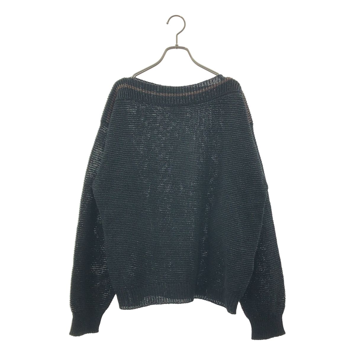 【美品】  Cristaseya / クリスタセヤ | washi paper boatneck sweater 和紙 ボートネック ニット | L | ブラック | メンズ 美品】 Cristaseya / クリスタセヤ | washi paper boatneck sweater