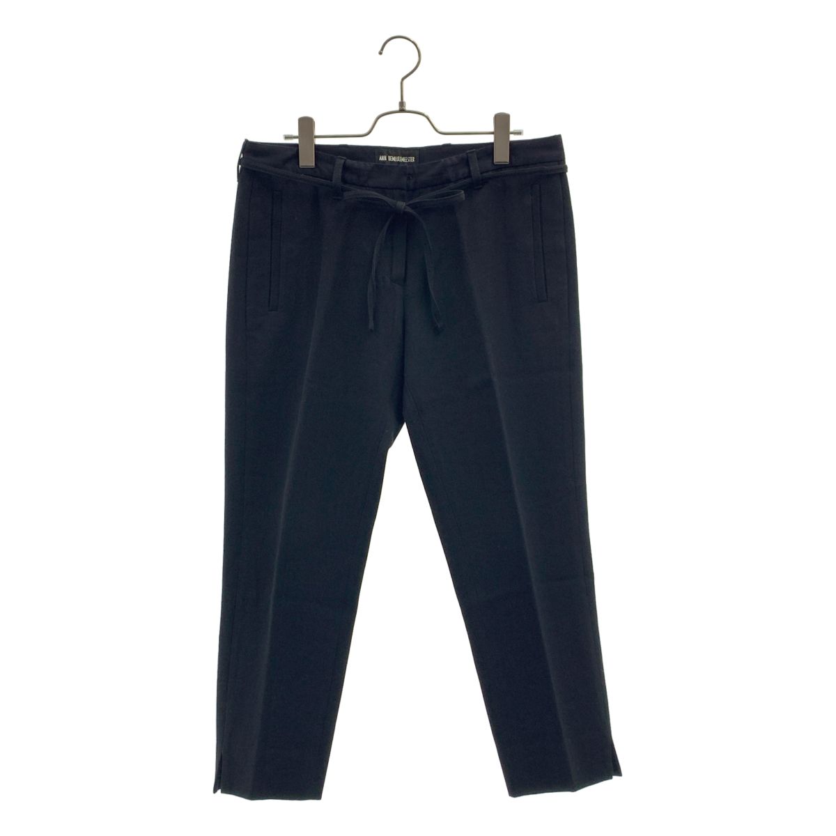 【美品】 ANN DEMEULEMEESTER / アンドゥムルメステール | ドローストリングス テーパードスラックス パンツ | 40 | ブラック | レディース