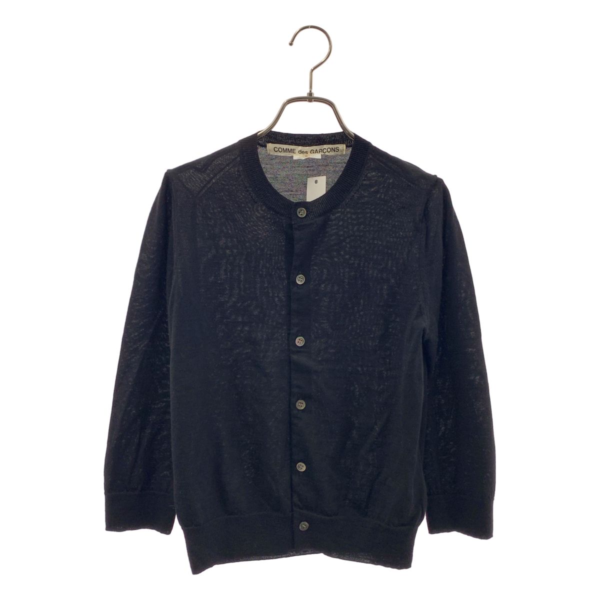 COMME des GARCONS / コムデギャルソン | 2018SS | ウール ラウンドネック ニット カーディガン | S | ブラック | レディース