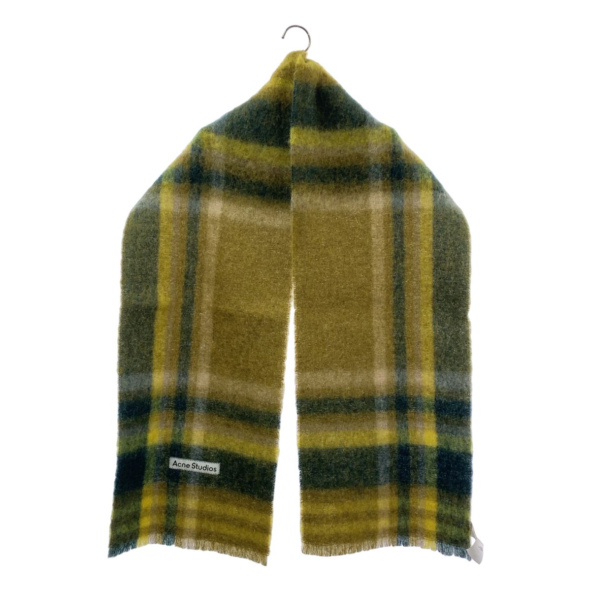 【美品】 Acne Studios / アクネストゥディオズ | ウール モヘヤ ロゴ ストール マフラー | イエロー系 | レディース