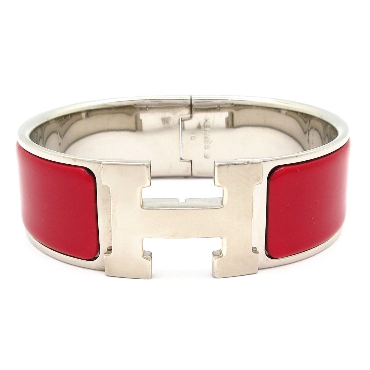 HERMES(エルメス) バングル美品 クリック・クラックH シルバー×ボルドー