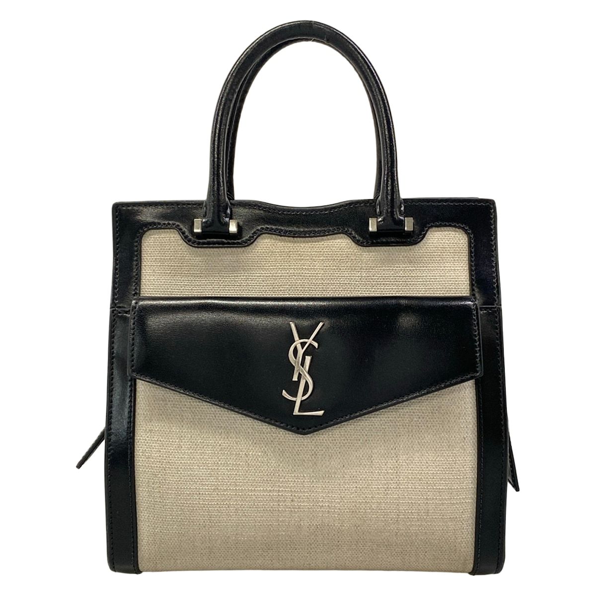 SAINT LAURENT PARIS(サンローランパリ) ハンドバッグ 561203 ライトグレー×黒 レザー