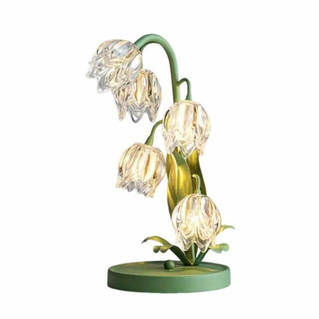 デスクライト 照明 インテリア 透明 クリア 頭を下げたチューリップ かわいい おしゃれ LED 花 USB供給 寝室 リビング 玄関 スタンド 北欧 目に優しい 持ち運び モダン
