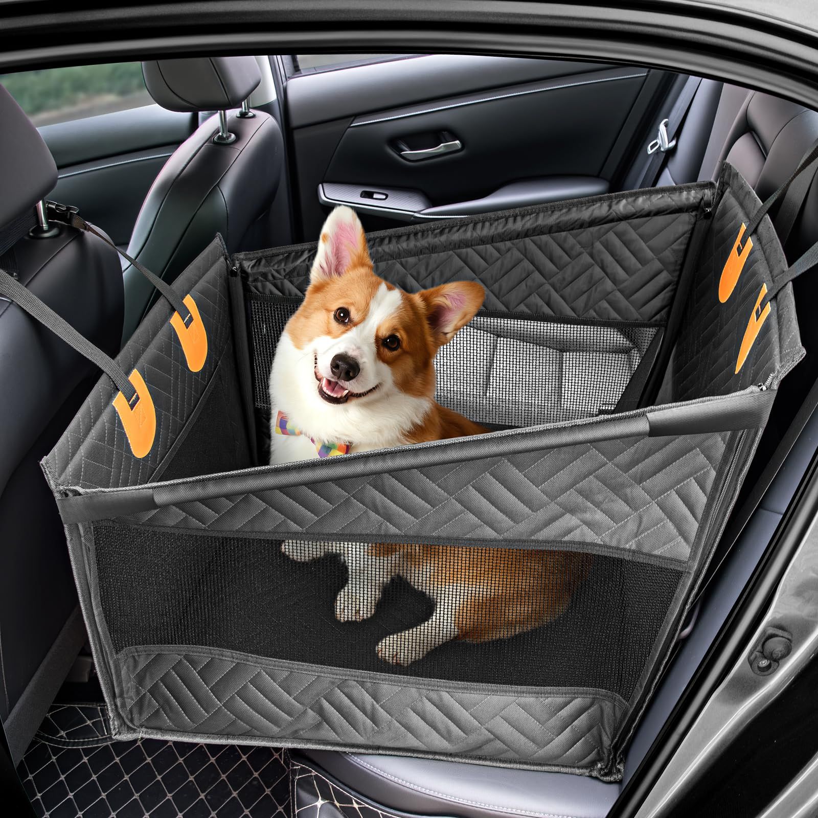 Geer Top ペットドライブシート 犬 猫 車 シート 後部座席 小型犬 中型犬 型崩れしにくい 飛び出し防止 汚れ防止 耐摩耗 折りたたみ式 犬車に乗せるグッズ アウトドア キャンプ 犬旅 車旅kk