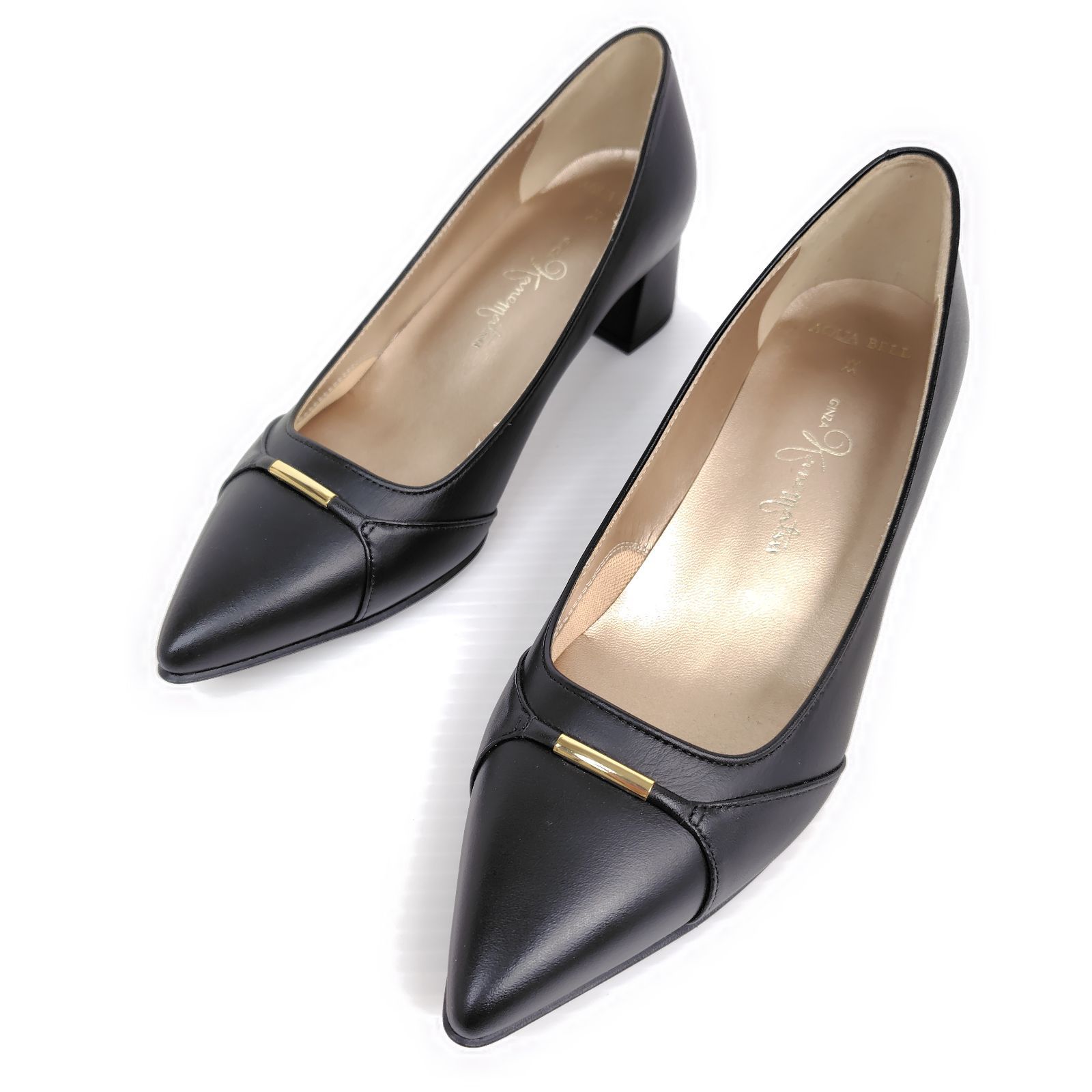 ★未使用美品★銀座かねまつ パンプス 21.5 ポインテッド AQUABELL アクアベル