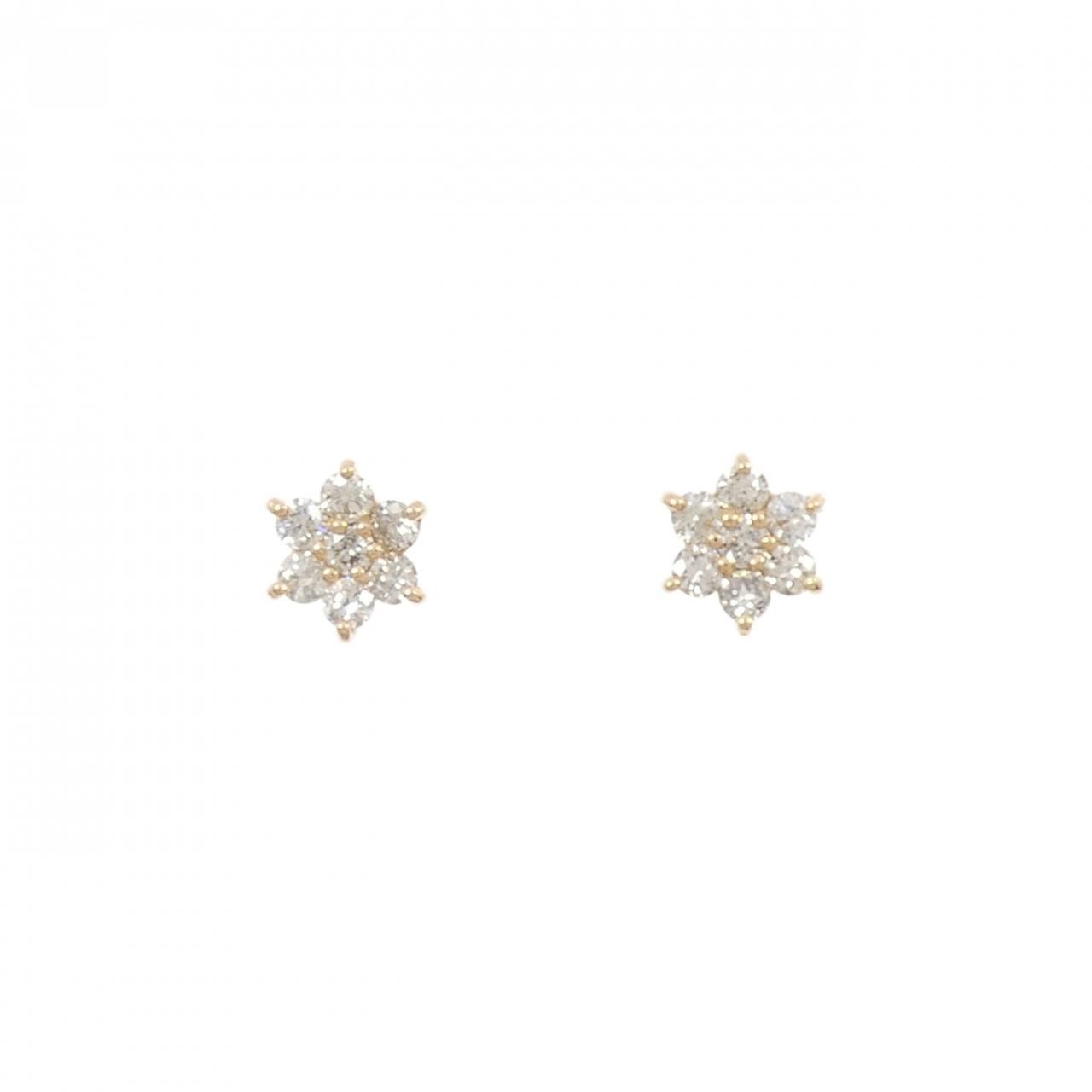 K18PG フラワー ダイヤモンド ピアス 0.50CT