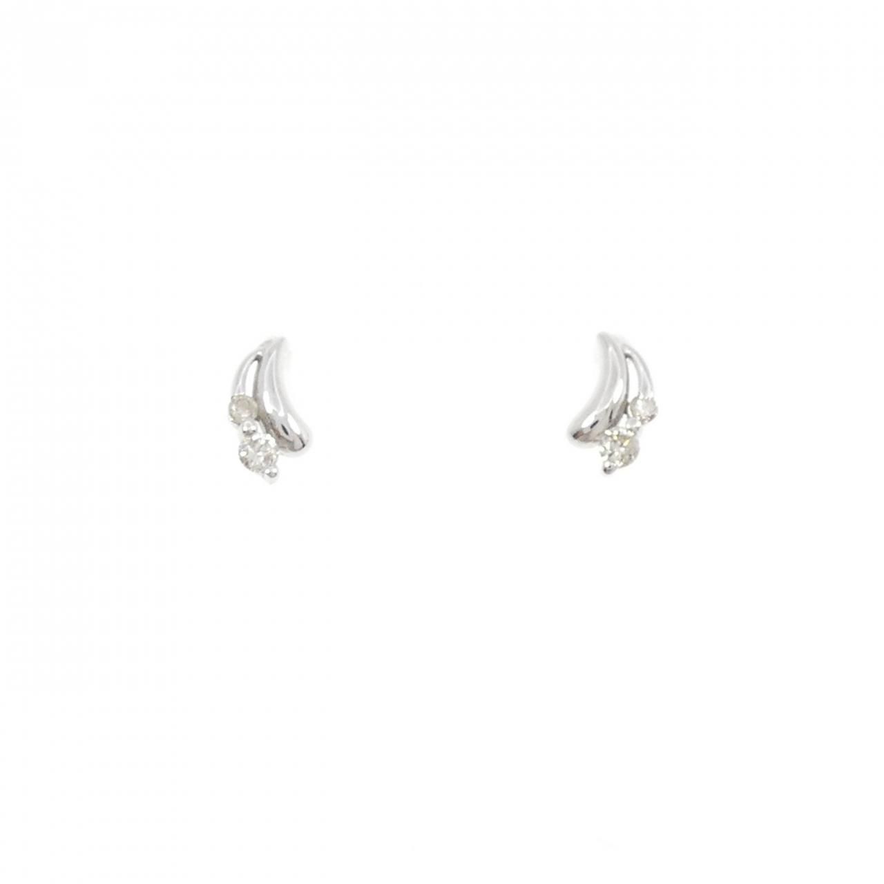 K14WG ムーン ダイヤモンド ピアス 0.06CT