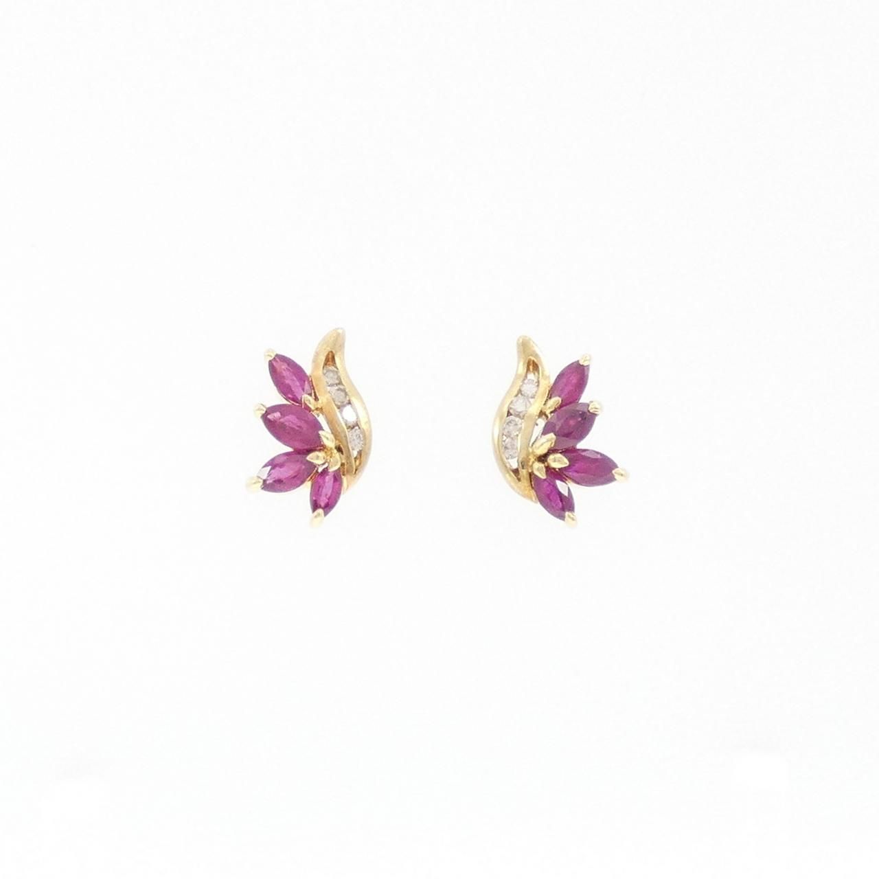 K18YG ルビー ピアス 0.90CT
