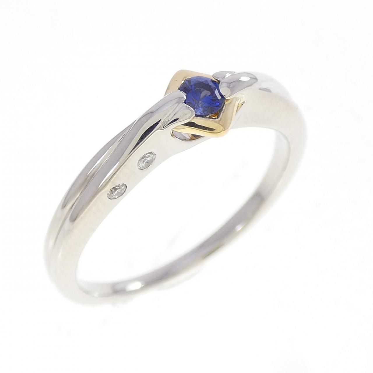 PT900/K18YG サファイヤ リング 0.12CT
