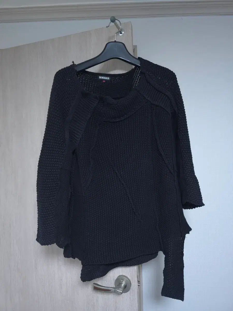 DEMOBAZA ブラック アシンメトリー コットン ニット _ RICK OWENS ダークウェア