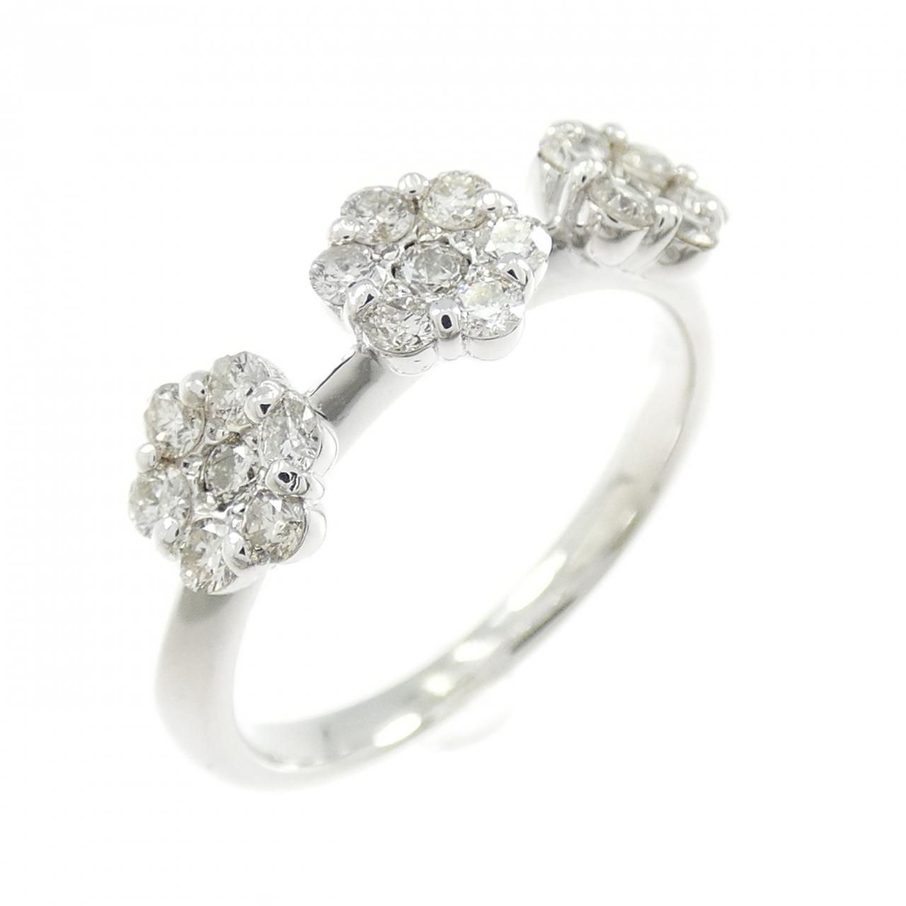 K18WG フラワー ダイヤモンド リング 0.50CT