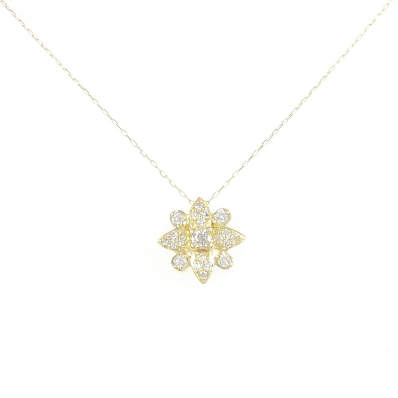 K18YG フラワー ダイヤモンド ネックレス 0.23CT