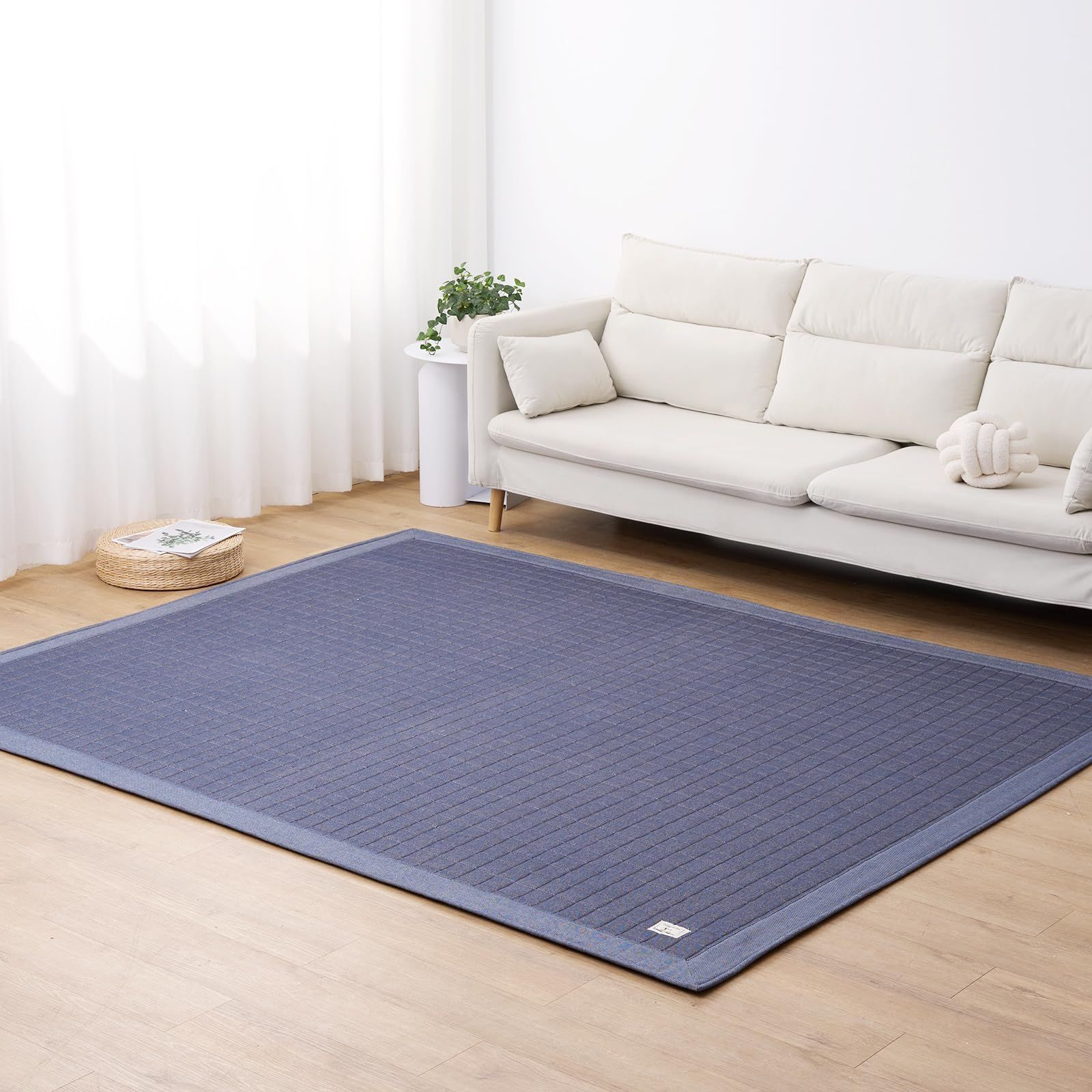 【特価商品】３畳 カーペット カーペット ラグマット 洗える 洗える キルティングラグ 絨毯 190×240cm じゅうたん 綿100% オールシーズン ラグ (Lサイズ・ネイビー) フリーリー