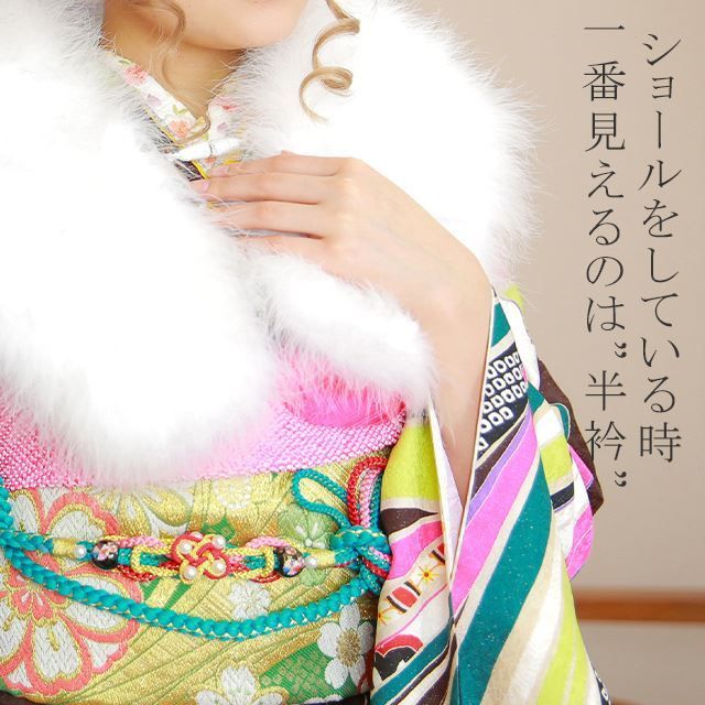 半衿 刺繍半衿 日本製 彩小径 CHARA 刺繍 半襟 はんえり 振袖 成人式 結婚式 卒業式 入学式 袴 和装小物 打掛 着物 きもの きなり 桜 ドット 水玉 黒 シルバー 白 ske0408-bob12｜半襟