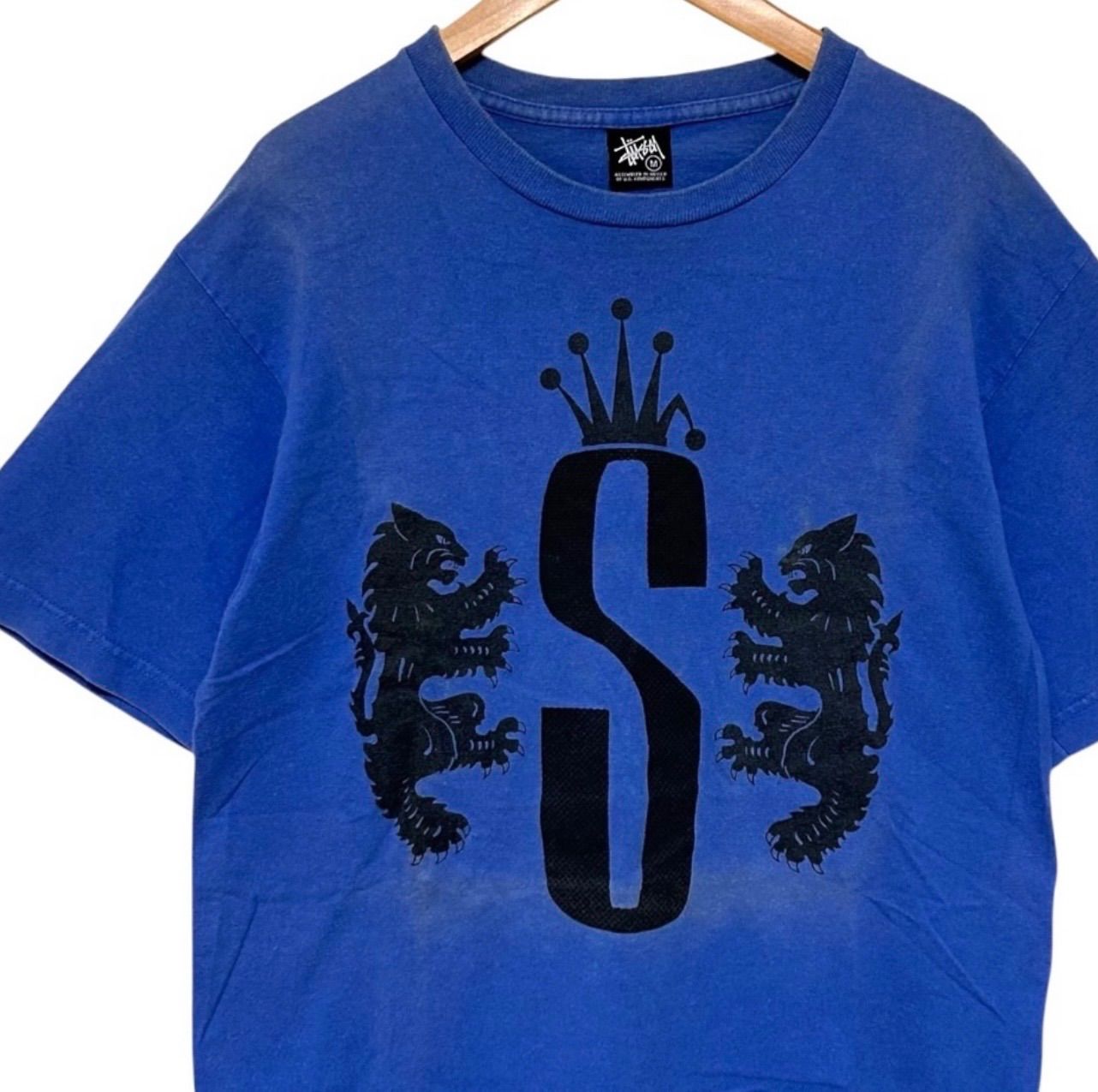 古着 メキシコ製 00s OLD STUSSY オールド ステューシー 鬼フェード 王冠 クラウンロゴ グラフィックプリント archive Y2K ストリート 半袖 Tシャツ