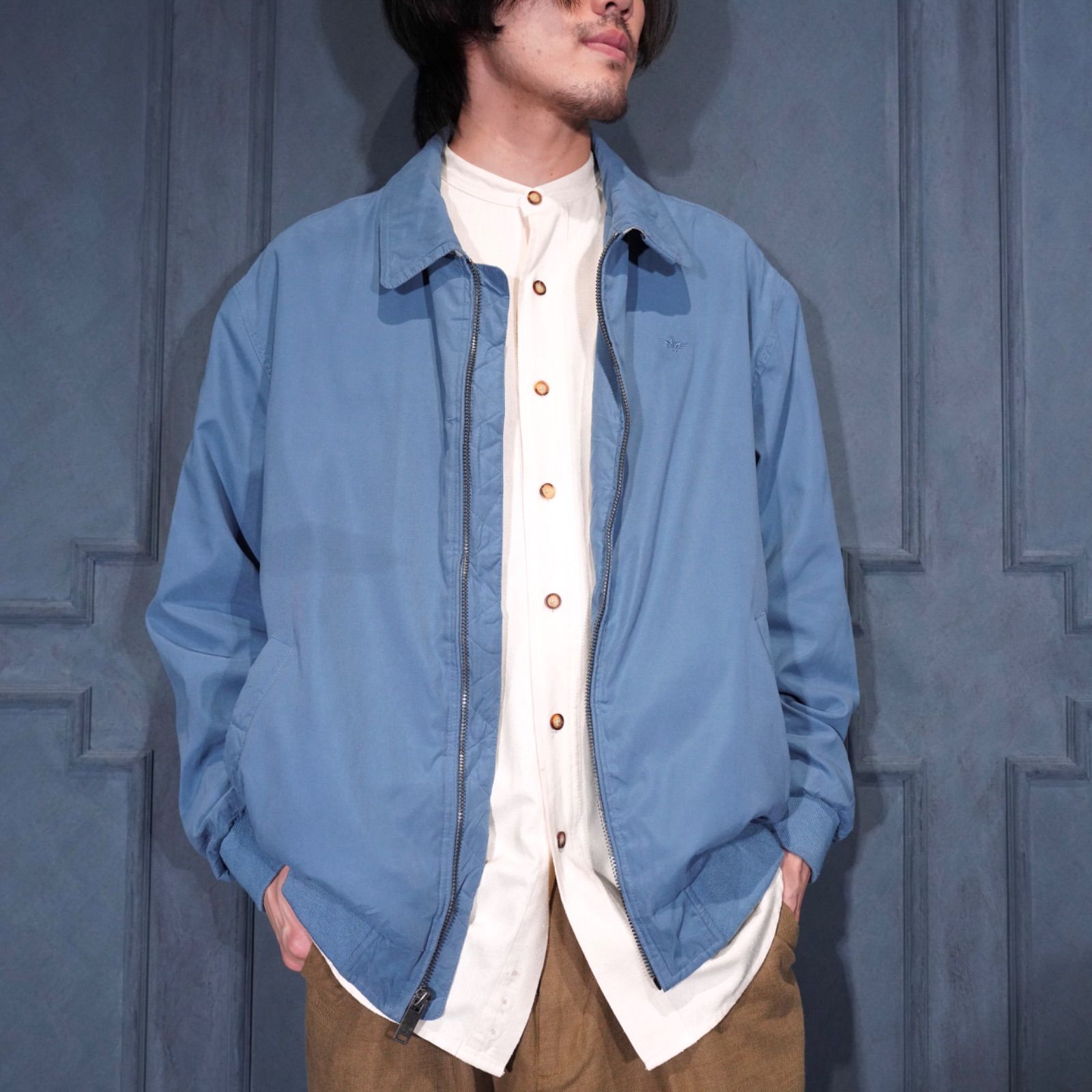 USA VINTAGE DOCKERS LOGO EMBROIDERY DESIGN ZIP UP HARRINGTON JACKET/アメリカ古着ドッカーズロゴ刺繍デザインジップアップハリントンジャケット(ブルゾン)