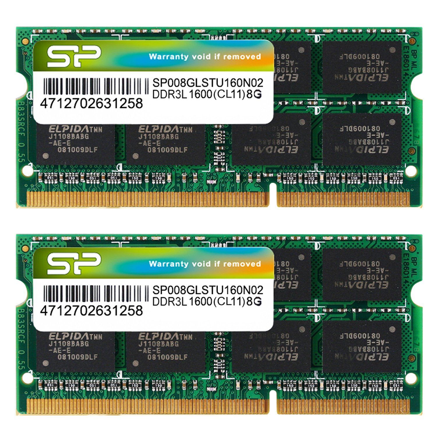 【特価商品】204Pin 8GB×2枚 PC3L-12800 Mac 1600 DDR3L 対応 (低電圧) 1.35V SP016GLSTU160N22 ノートPC用メモリ シリコンパワー