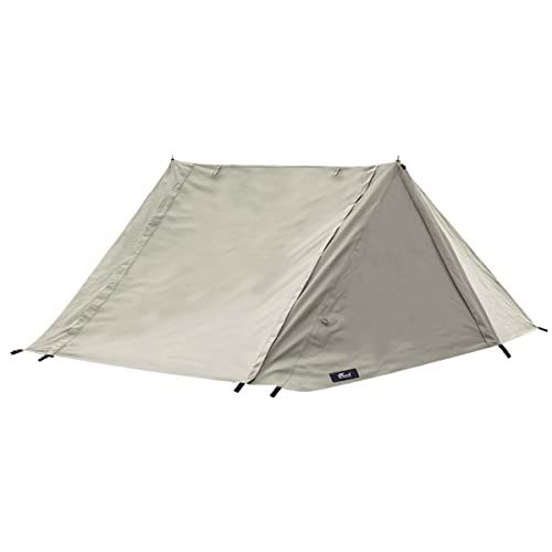 FIELDOOR ツーポールテント270 【TC カーキ】 ポリコットン 難燃 焚き火 遮光 撥水 2段階高さ調節 110cm/100cm オールシーズン対応 インナーテント付属 ミリタリー ソロキャンプ ツーリング ソロテント 簡単設営kk