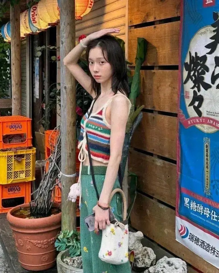 aespa ウィンター 沖縄 バッグ 毛糸 毛糸 リボン ハンドバック yanyan