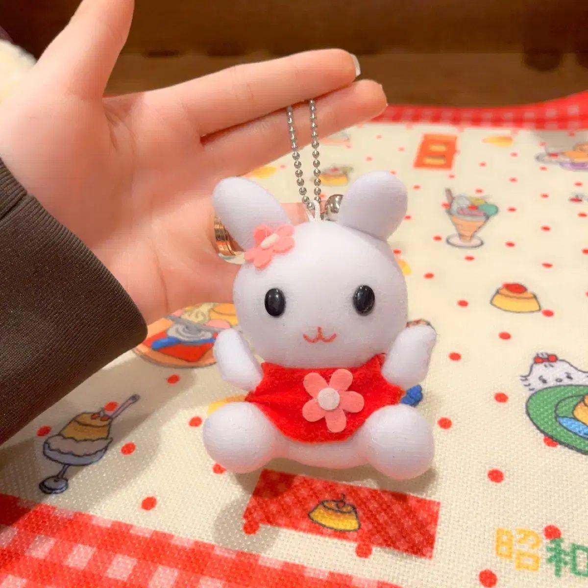 古典花うさぎぬいぐるみキーホルダー