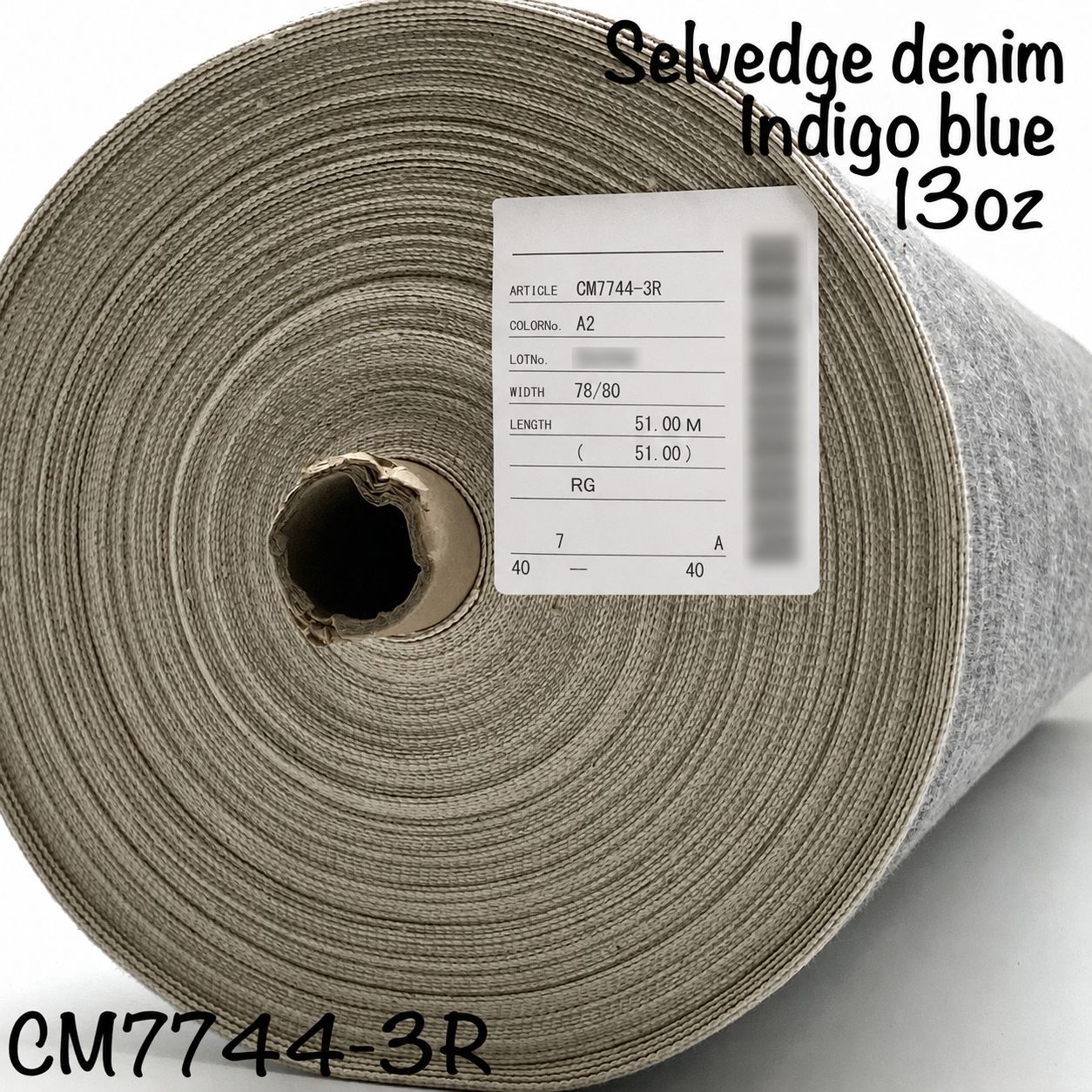 ◇CM7744-3R　アパレル別注品　セルビッチ　ジャパンブルー製　51m　13オンス　レギュラーオンス　金茶耳　インディゴブルー　毛羽残し　本藍風　岡山産デニム　日本製　COLLECT　サンフォライズド加工　甘織　ハンドメイド