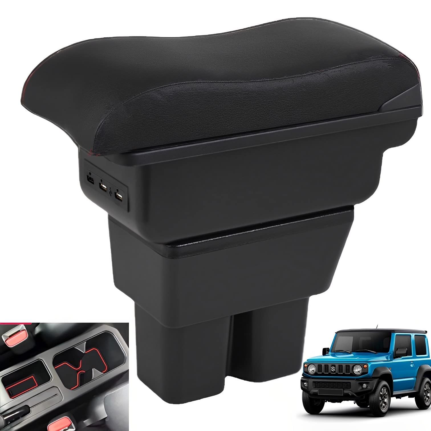 MIMIA スズキ 新型ジムニー 車用アームレスト コンソールボックス 7USB 