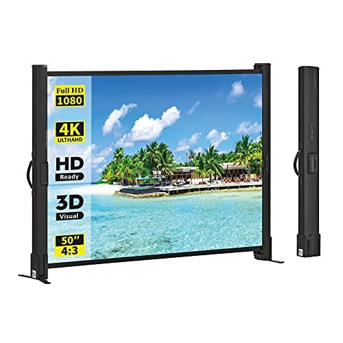 excelimage プロジェクター用スクリーン、50インチ、4:3、ポータブルミニ、軽量、折り畳み式、1.2ゲイン シワのないプロジェクションスクリーン ホームシネマ、ビジネスプレゼンテーション、屋内外のエンターテイメントに最適です。光沢ｍａ