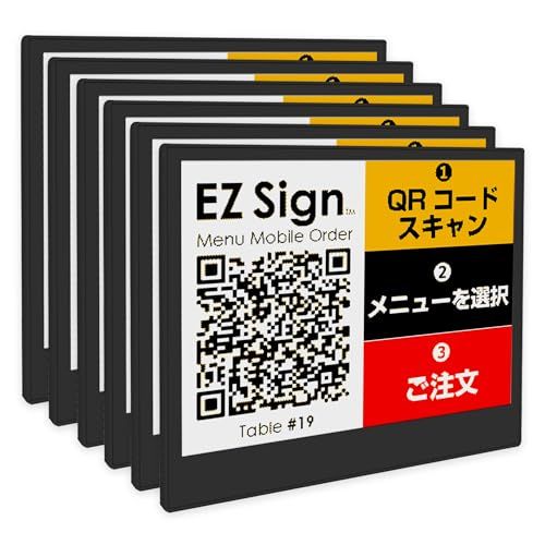 ［ Santek ］ EZ Sign NFC 電子ペーパー ディスプレイ 4色表示 [ 薄型3.4mm 4.2インチ ブラック 6pcsセットアクセサリーなし ] 電池不要 IP65防滴防塵 スマホでNFC書き換え iOS Android Windows ｍａ