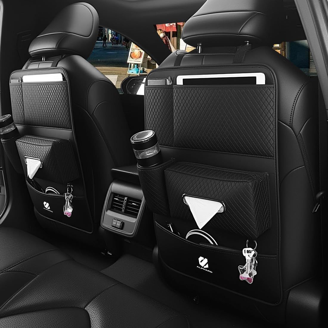 アルファード 専用 シートバックポケット 後部座席用 ロッグサイズティッシュケース ALPHARD 40系 30系 20系 20 30 前期 後期アルファード専用グッズ 車 収納ポケット ドリンクホルダー 小物入れ 収納袋 汚れ防止 隙間 収納 多機能収納ts