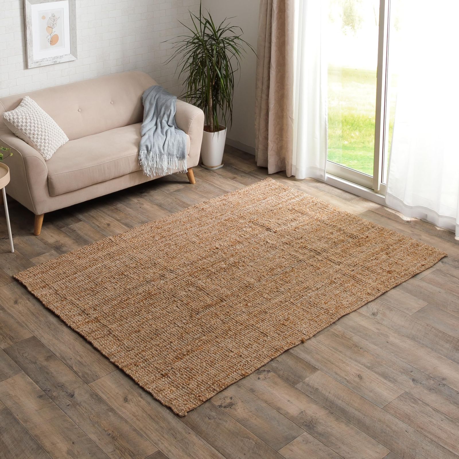 新品 イケヒコ 天然素材 ジュート ラグ 約120×170cm 北欧 ナチュラル ラグマット 通気性 丈夫 リゾート マット おしゃれ #1072740011809