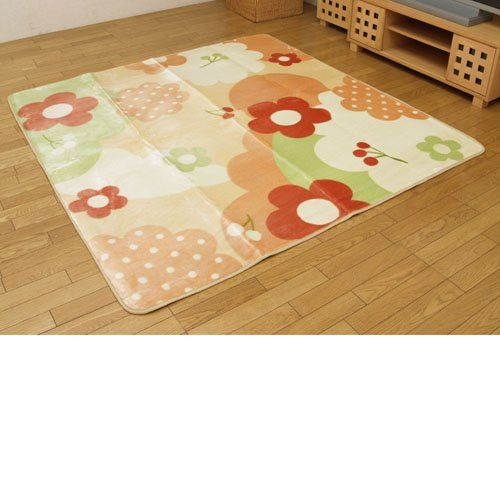 新品 ホットカーペット対応ラグ 『キュート』 オレンジ 200×250cm