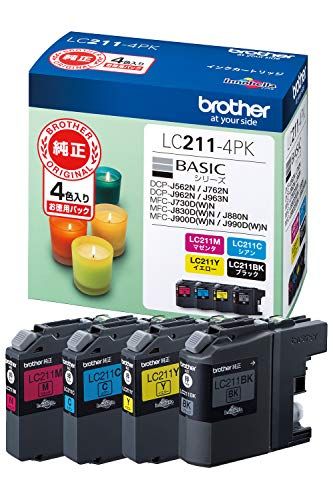ブラザー工業 【brother純正】インクカートリッジ4色パック LC211-4PK 対応型番:DCP-J968N、DCP-J767N、DCP-J567N、MFC-J887N、MFC-J737DN 他ｍａ