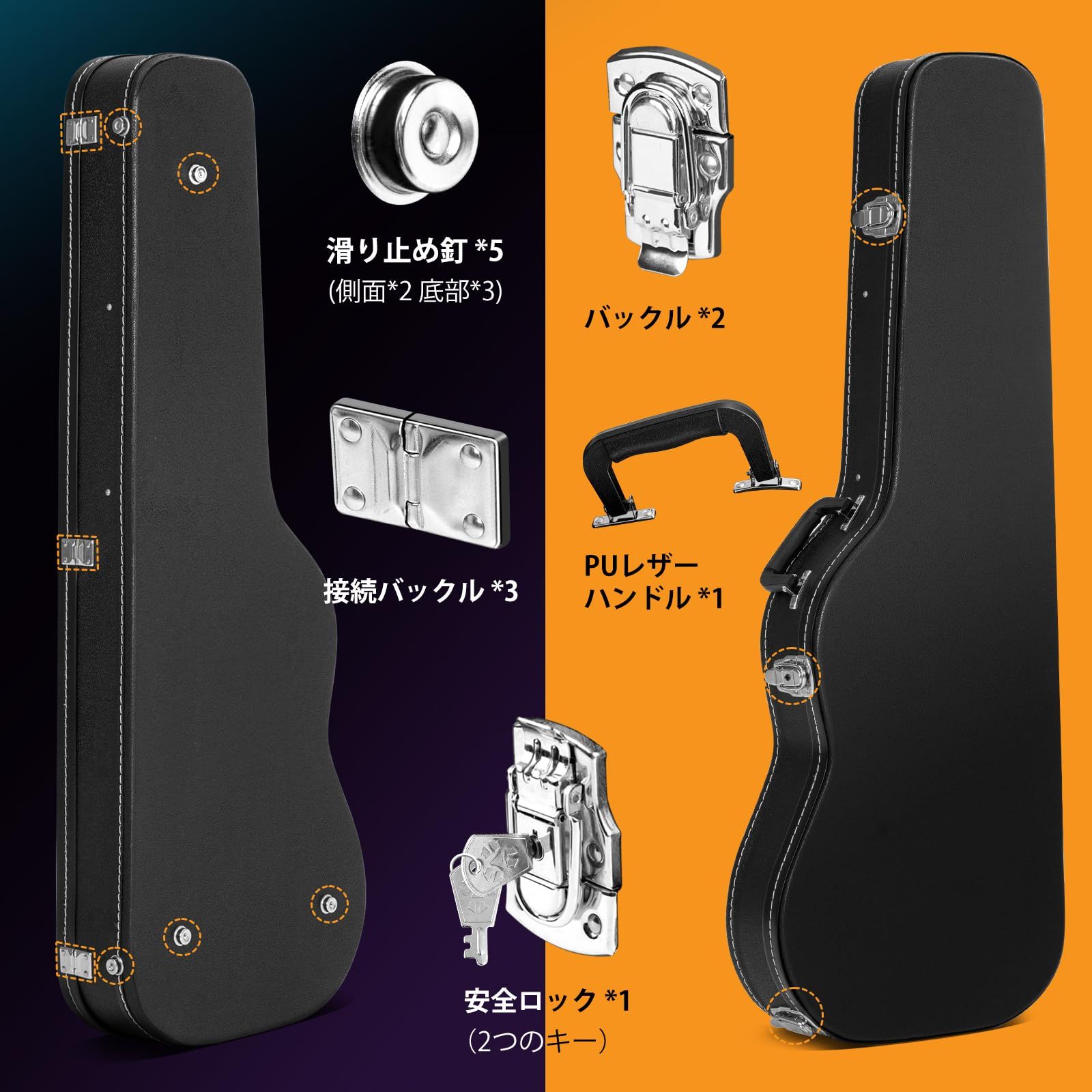 新品 CAHAYA ギターケース エレキギター ハードケース 25mm厚いパッド