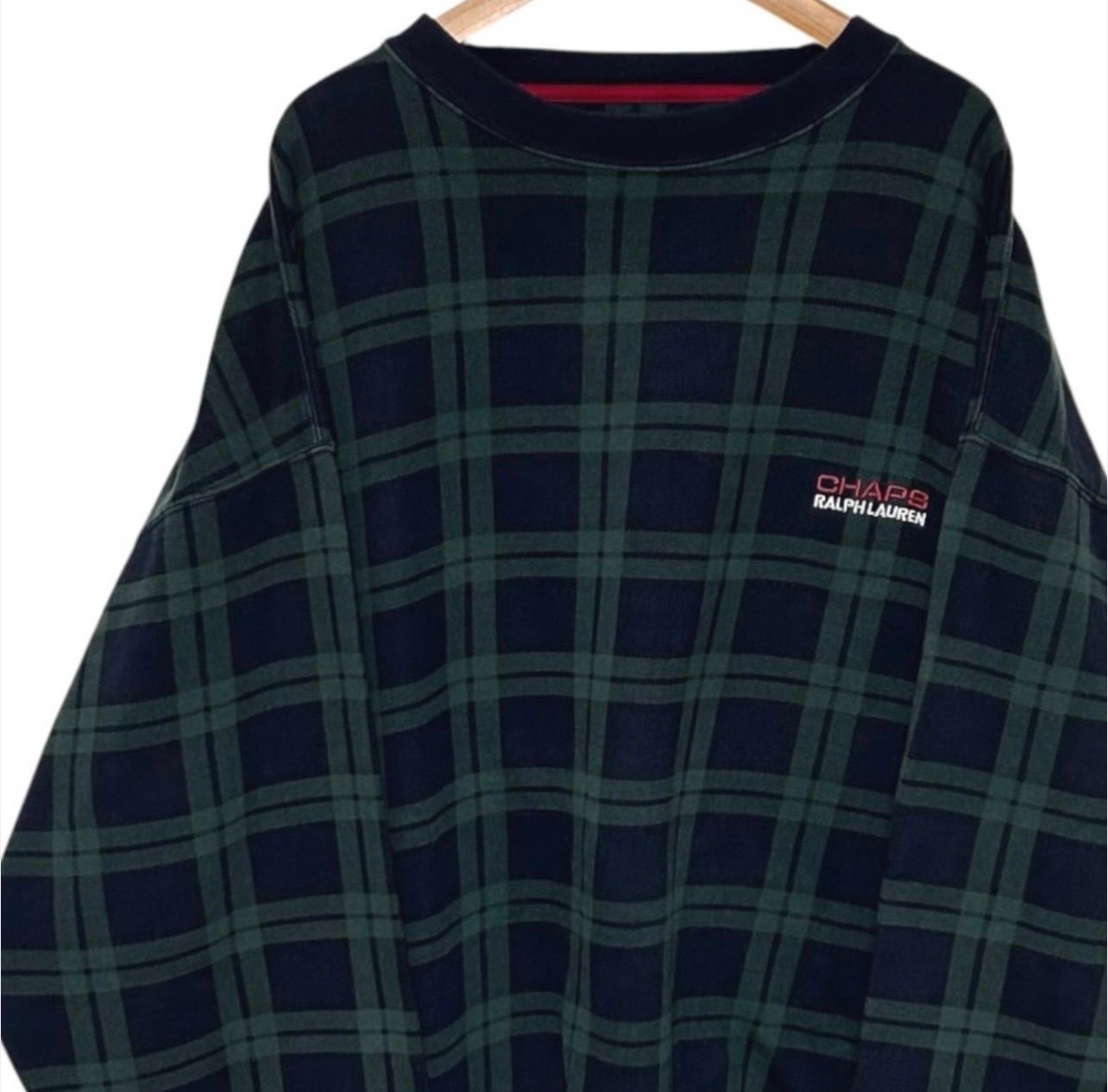 古着 90年代 ラルフローレン Ralph Lauren CHAPS チャップス ブラックウォッチ チェック柄 スウェット トレーナー 90s vintage メンズ ヴィンテージ