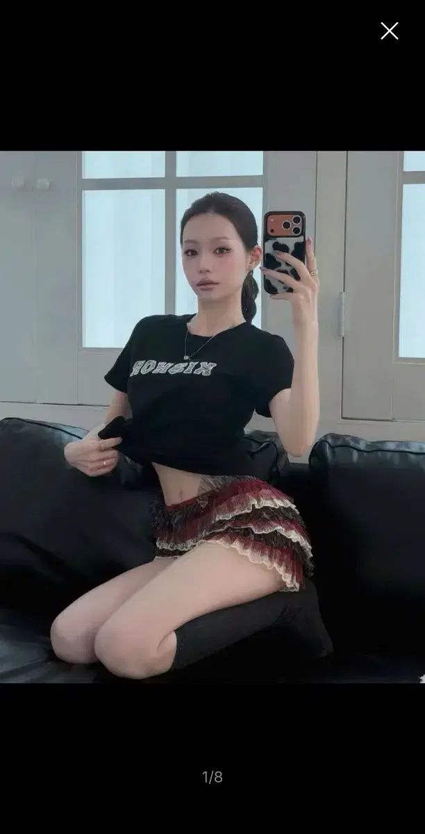 キーショール レース ロゴ 半袖Tシャツ 白