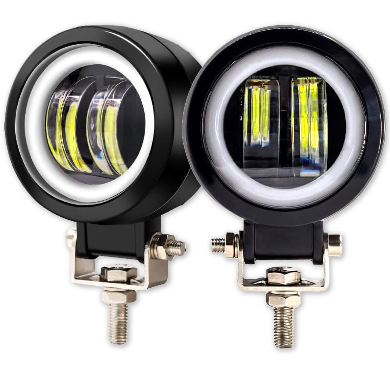 新品 PIENSE フォグランプ バイク LED 汎用 イカリング 20W 丸型 防水 IP65 12V/24V オートバイ 2個セット (本体2個)