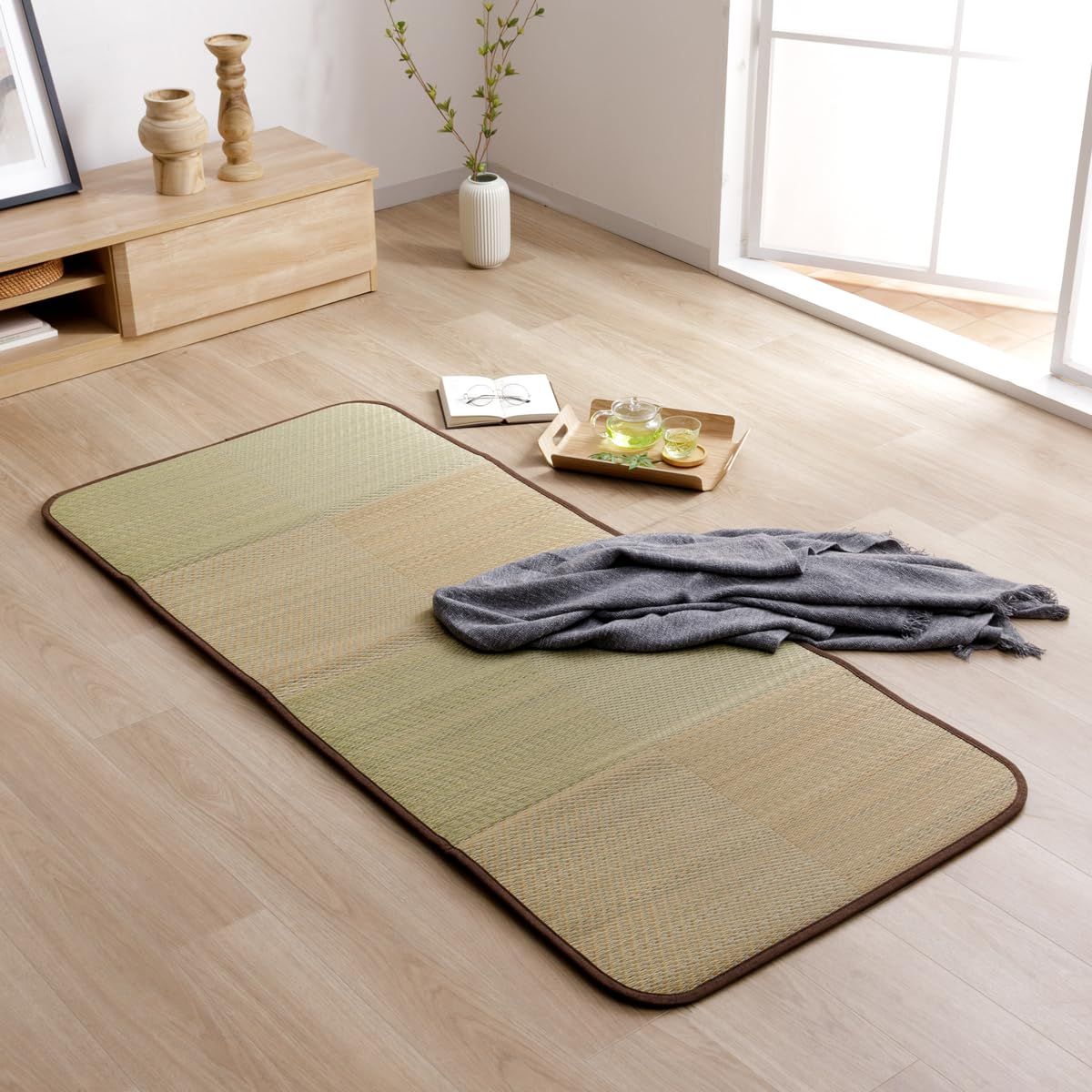 新品 イケヒコ い草マットレス ごろ寝マット 天然い草100％ クレル 約80×180cm ブラウン ウレタン15mm 昼寝 防ダニ 洗濯不要 市松模様 調湿 消臭 涼感 夏用 #1123500066201