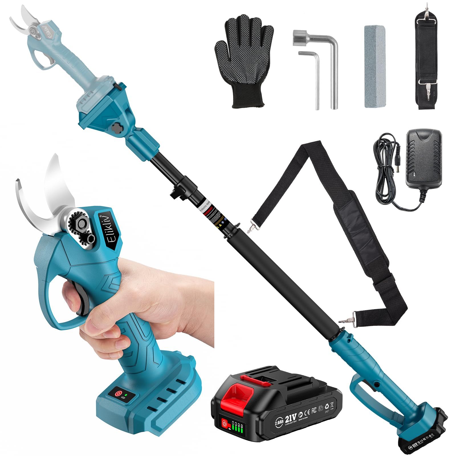 【新品】高枝切りバサミ 電動 たかえだきりばさみ 電動剪定バサミ 一台2役 高枝切りバサミ 充電式剪定ばさみ ブラシレスモーター採用 開き口30mm 延長ポール90cm?150cm 伸縮可能 ヘッド部分角度調整可能 軽量 枝切り 庭木 果樹用 df7afdc0